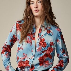 J. Crew NWT Drapey Floral Button Up Shirt In Medium